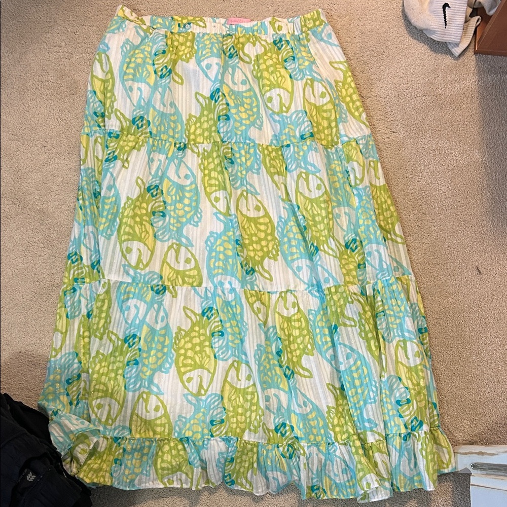 Lilly Pulitzer Green and Blue Maxi Skirt